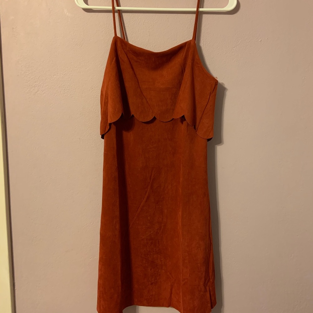 Red suede cocktail dress